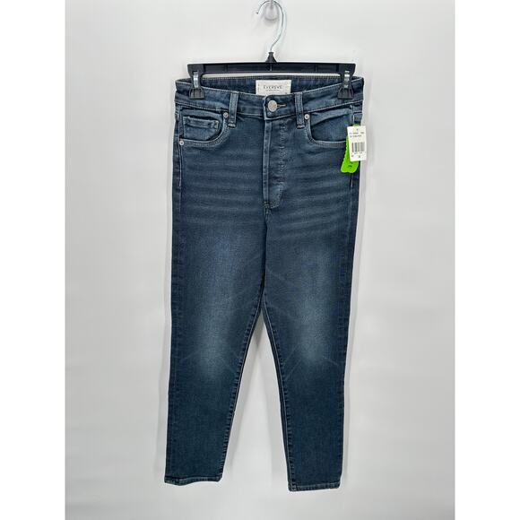 EVEREVE NWT High Rise EVER Straight Dark Wash Denim Jean // 00 - Picture 5 of 13